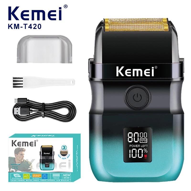 Foil Shaver Cordless Electric Bald Head - Kemei KM-T420 Elektrische Baardfolie Scheerapparaat LED