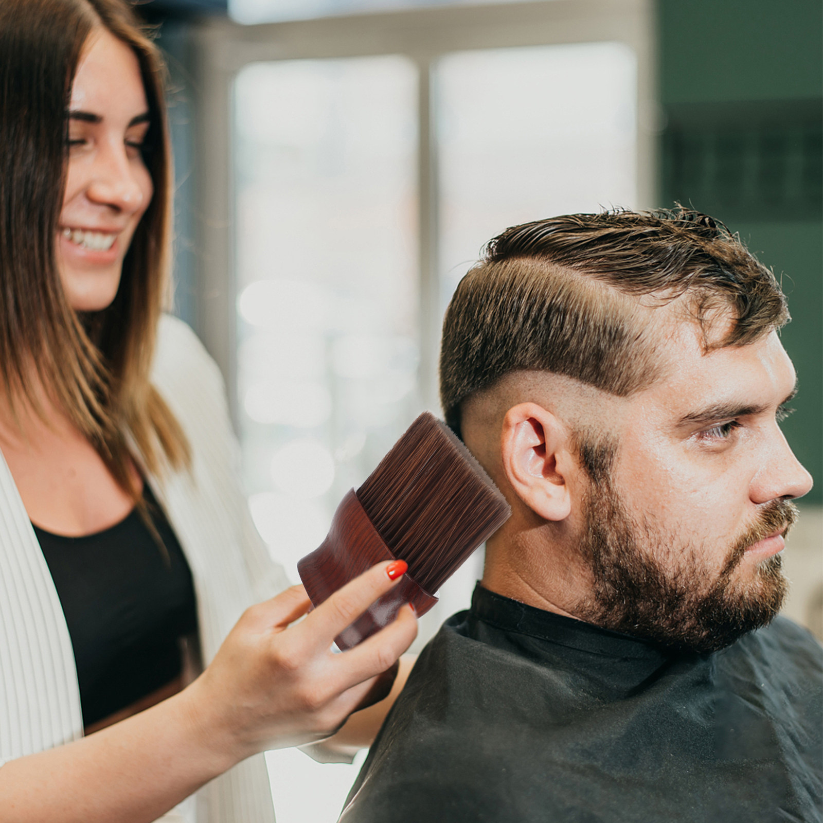 Neck Duster Brush Barber Salon - Nekborstel met lange, dichte haren, geschikt