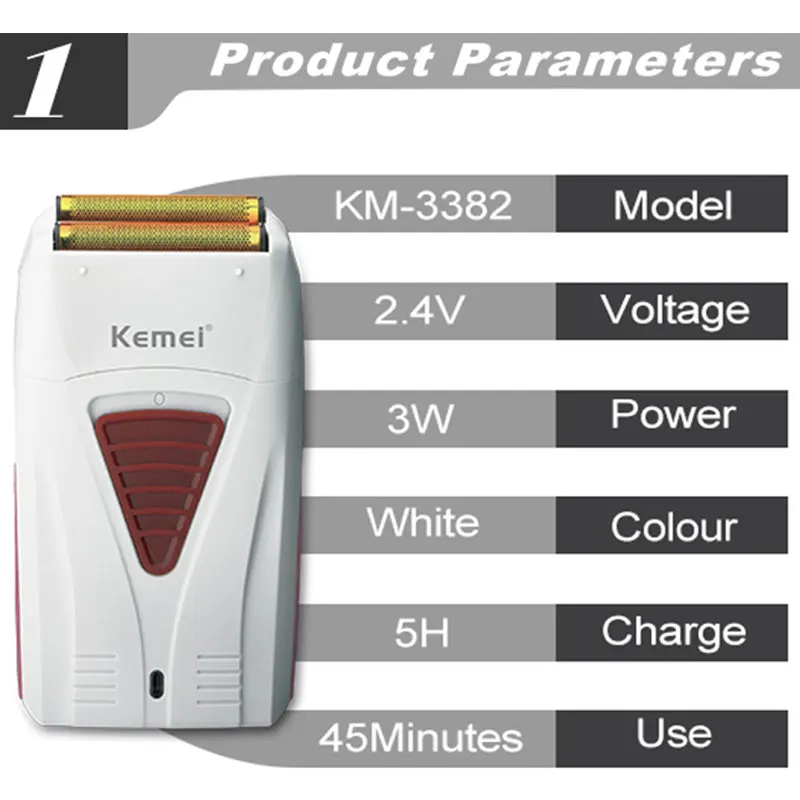 Kemei 3382 Oplaadbare Elektris - Foil Shaver Cordless Electric Bald Head recensie en prijs